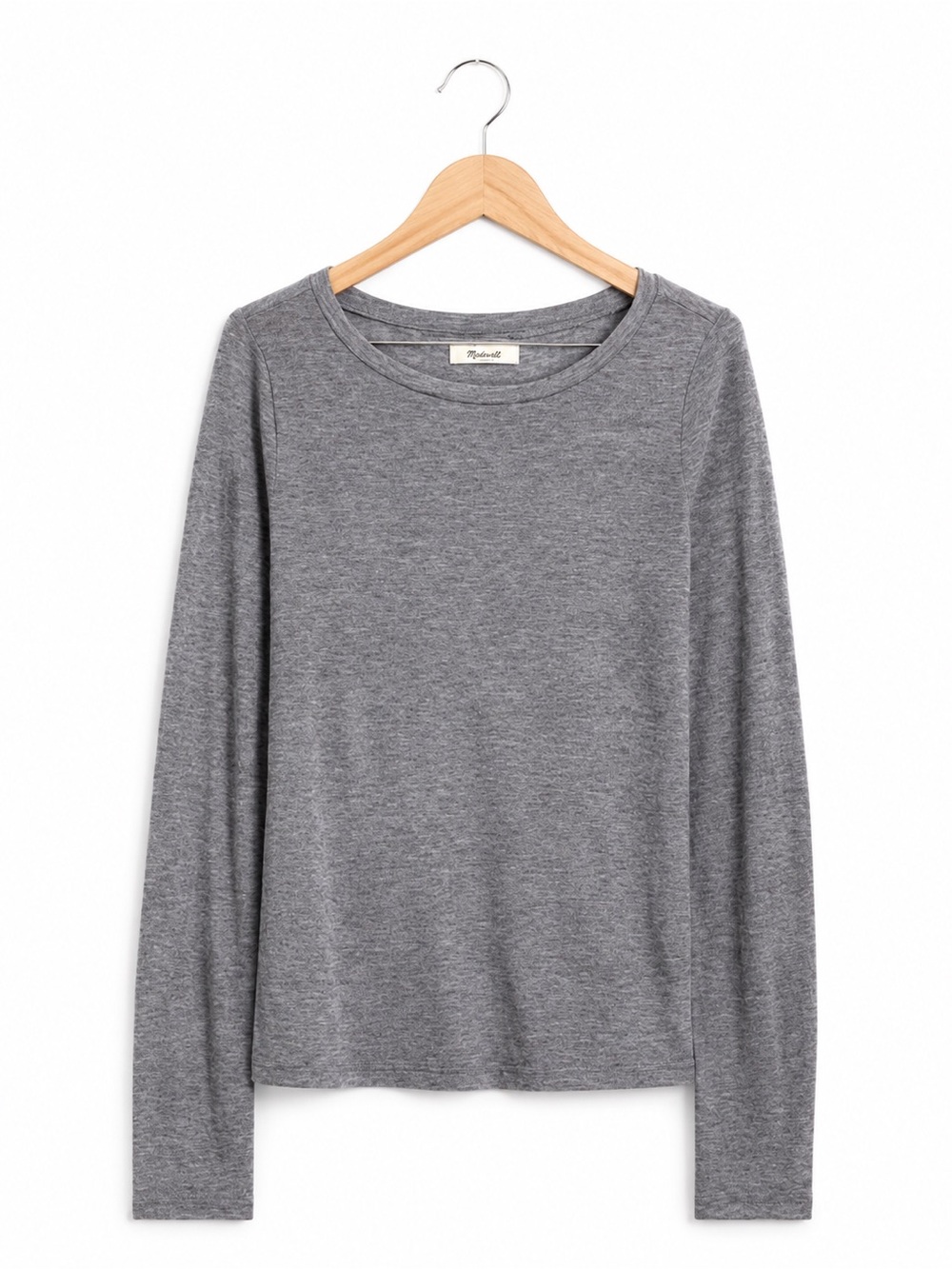 NWT Madewell Wool Lyocell Blend Gray Long Sleeve Tee Top quiet luxury XS soft
